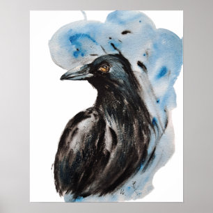 Póster Raven Magic Harmony Totem Harmony Watercolor Mysti