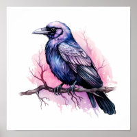 Raven negro en un Ilustracion de sucursal