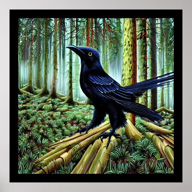 Póster Raven negro rústico de Woodland (Frente)