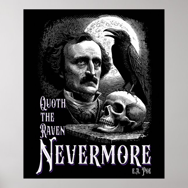 Póster Raven Nevermore de Edgar Allan Poe (Frente)
