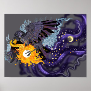 Póster Raven Sky Folklore