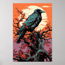 Poster Raven Wall, Ilustracion de arte
