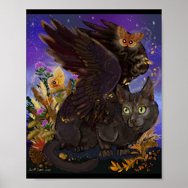 Póster Raven Winged Autumn Magic Cat (Frente)