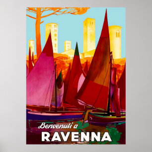 Póster Rávena, Barcos de Vela en Puerto de la Ciudad