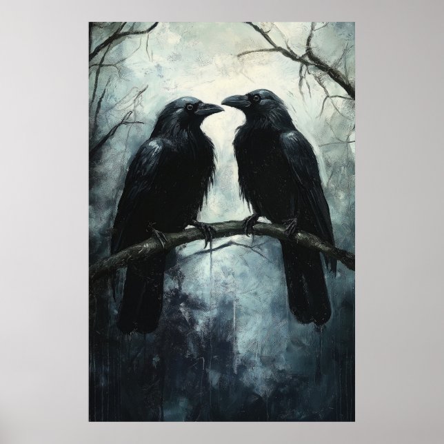Póster Ravens góticos: Una pintura de petróleo oscura y m (Frente)