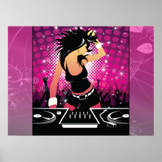 Póster Raver Chica Dancing DJ