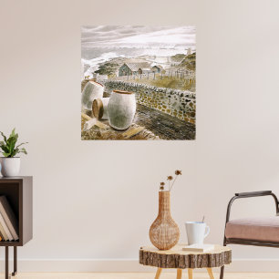 Póster Ravilious - Convoy que pasa por una isla