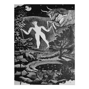 Póster Ravilious - May, Woodcut de Long Man Wilmington,