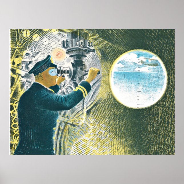 Póster Ravilious - Oficial Mirando a través de un Perisco (Frente)