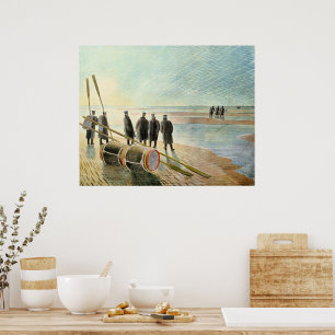 Póster Ravilious - Trabajo peligroso en marea baja,