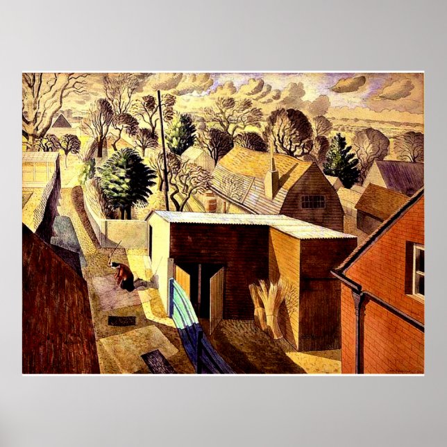 Póster Ravilious - Vista desde la Casa de Brick Great Bar (Frente)