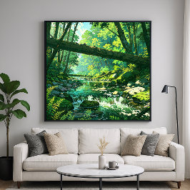 Póster Ravina de la jungla - Vibrante estilo de Ilustraci