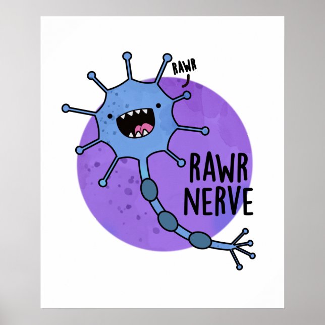 Póster Rawr Nerve Funny Neuron Nerve Pun (Frente)