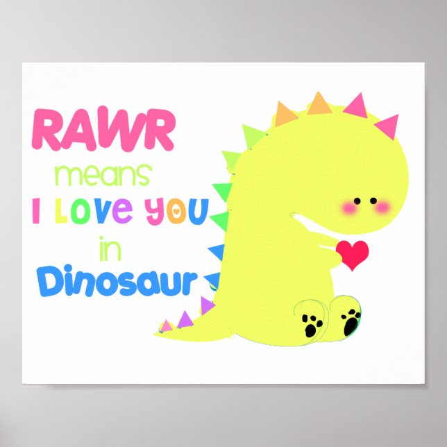 Póster RAWR Poster DE dinosaurios SUPER CUTE pequeño (Frente)