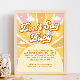 Póster Ray of Sunshine Baby Shower no dice juego de bebé
