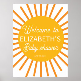 Póster Ray of Sunshine Baby Shower Welcome Sign