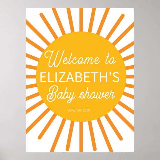 Póster Ray of Sunshine Baby Shower Welcome Sign (Frente)