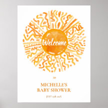 Ray of Sunshine Boho Baby Shower Welcome Sign