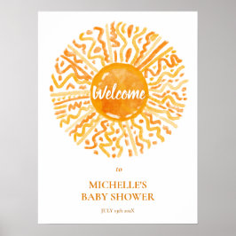 Póster Ray of Sunshine Boho Baby Shower Welcome Sign