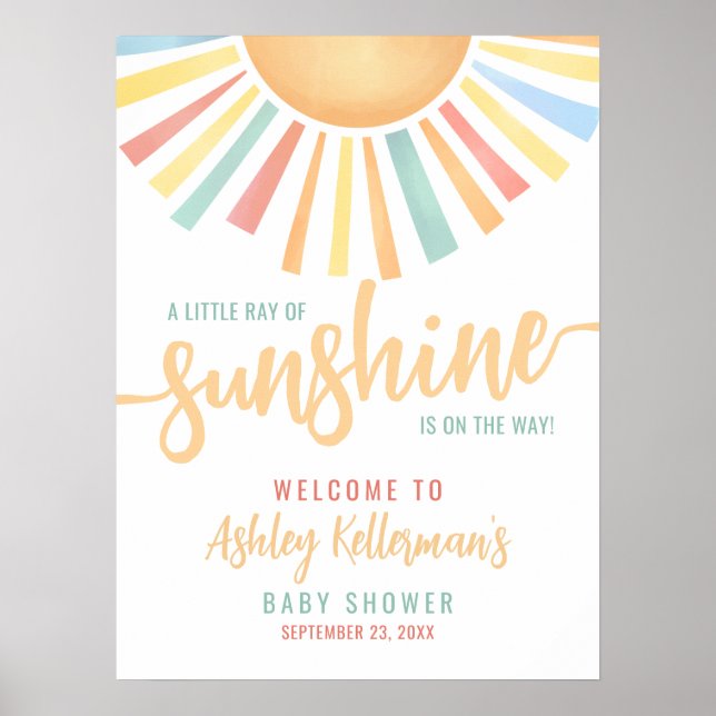 Póster Ray Of Sunshine Sun Baby Shower Welcome Sign (Frente)