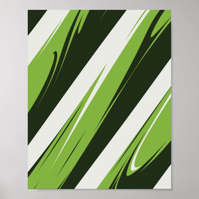 Póster Rayas abstractas de flujo verde (Frente)