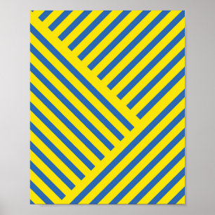 Póster Rayas amarillas minimalistas en fondo azul - Mod