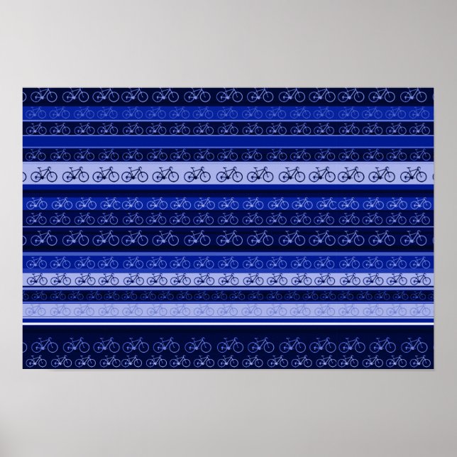 Póster rayas azules con bicicletas (Frente)