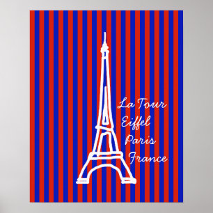 Póster rayas azules rojas Eiffel paris