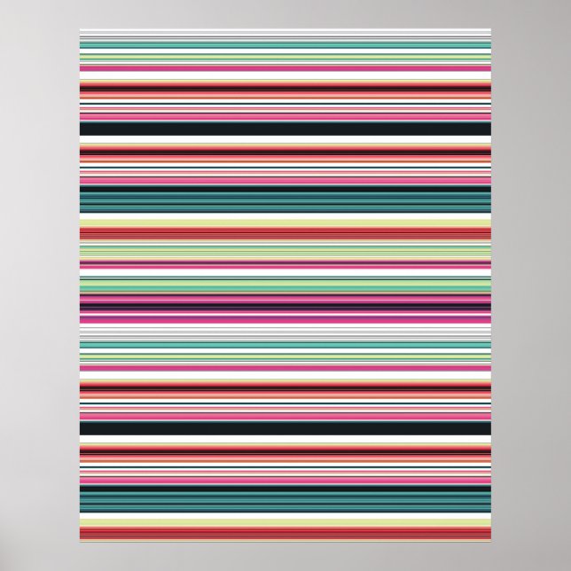 Póster Rayas blancas de color (Frente)