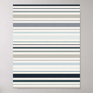 Póster Rayas Costeras Azules