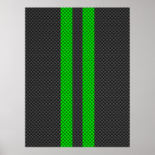 Póster Rayas de Carreras con estilo de fibra de carbono v