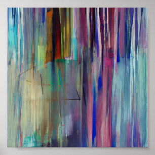 Póster Rayas de pintura abstracta colorida