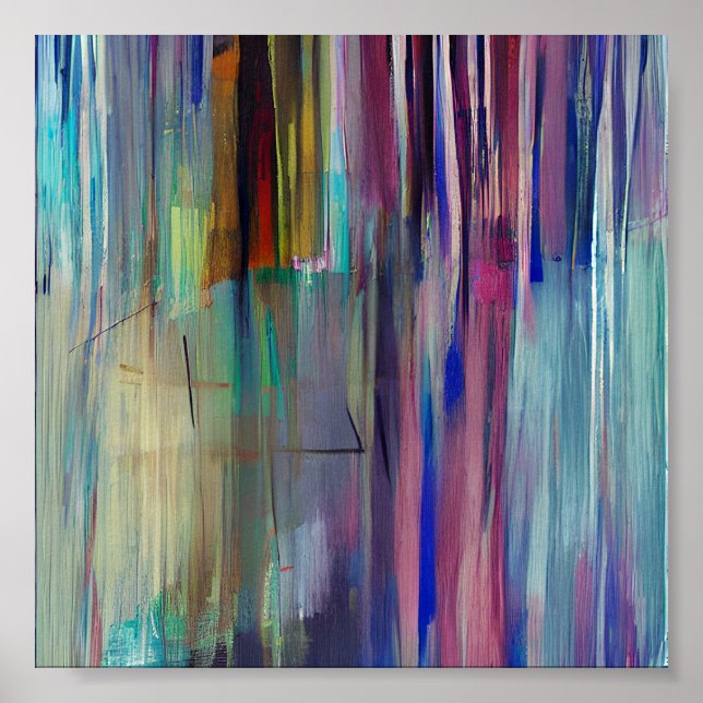 Póster Rayas de pintura abstracta colorida (Frente)