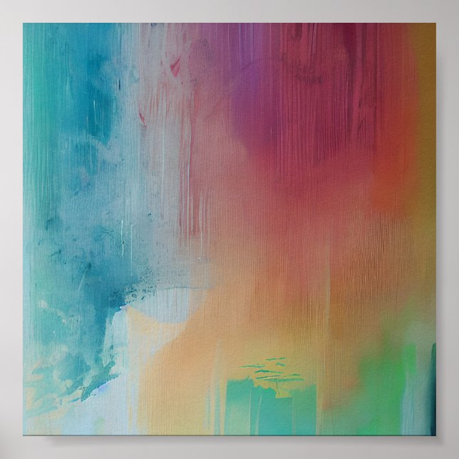 Póster Rayas de pintura en tonos suaves (Frente)