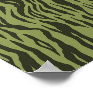 Póster Rayas de Tigre Glamurosas Verde Musgo Estampado An
