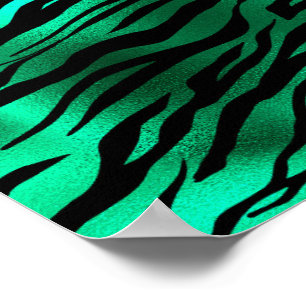 Póster Rayas de tigre negro verde esmeralda Animales salv