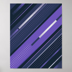 Póster Rayas diagonales delgadas con morado y punteado