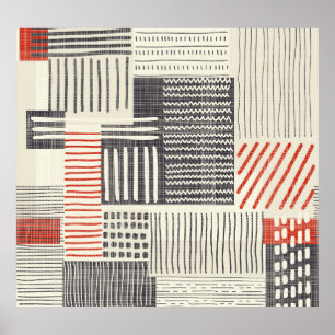 Póster Rayas geométricas dibujadas a mano, patrón ininter