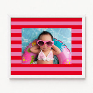 Póster Rayas horizontales rojas y rosadas con tu foto