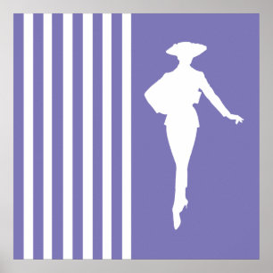 Póster Rayas moradas modernas con silueta de moda