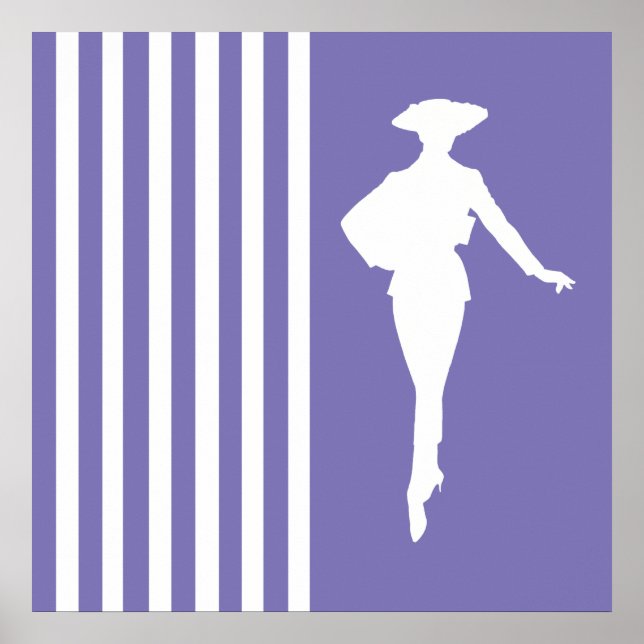 Póster Rayas moradas modernas con silueta de moda (Frente)