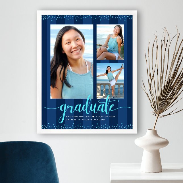Póster Rayas Navy Graduado 3 Foto Script Purpurina Turque (Subido por el creador)