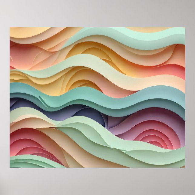 Póster Rayas onduladas de color dulce (Frente)