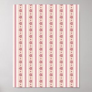 Póster Rayas rosadas y flores
