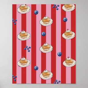Póster Rayas rosadas y rojas con patrón de pastel