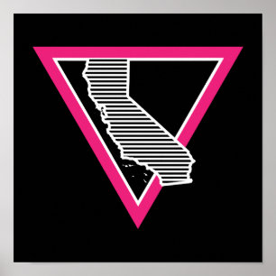 Póster rayas triangulares rosadas california