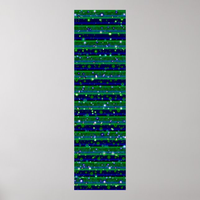Póster Rayas verdes azules con estrellas y gotas de lluvi (Frente)