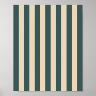 Póster Rayas Verdes Y Crema Vertical