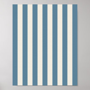 Póster Rayas Verticales Azules y Crema