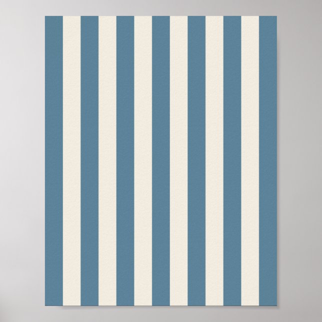 Póster Rayas Verticales Azules y Crema (Frente)
